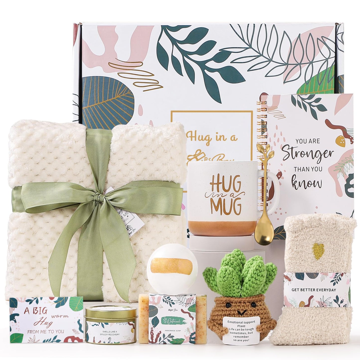 Get Well Soon for Women Self Care Gift Baskets Inspirational Thinking of You Gift Set Relaxation Feel Better Hug in a Box Chemo Care Package for Women Her Mom Friend Sister Wife