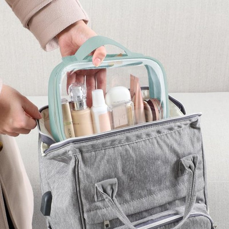 PACKISM TSA Approved Toiletry Bag - Clamshell Closing Clear Makeup Bags with Handle, Laurel Green, Quart-sized Clear Travel Bags for Toiletries, Carry-on Travel Essentials
