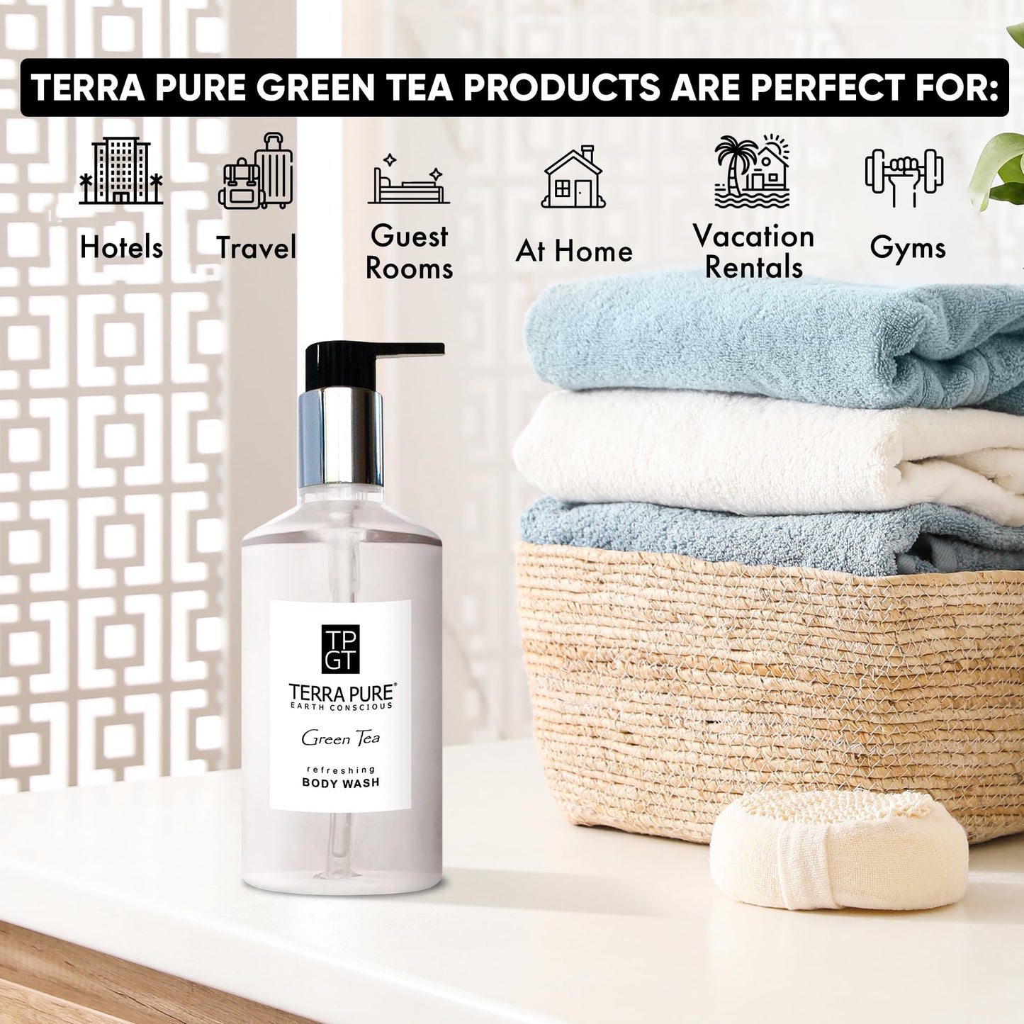 Terra Pure Green Tea Body Wash, 10.14 oz. With Organic Honey And Aloe Vera