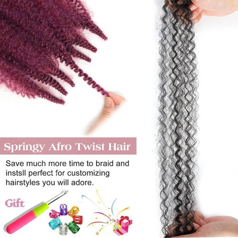 12 Inch Kinky Twist Hair 8 Packs Marley Twist Braiding Hair Pre-Separated Afro Spring Twist Hair Burgundy Afro Twist Hair for Faux Locs (Bug#, 12 Inch(Pack of 8))