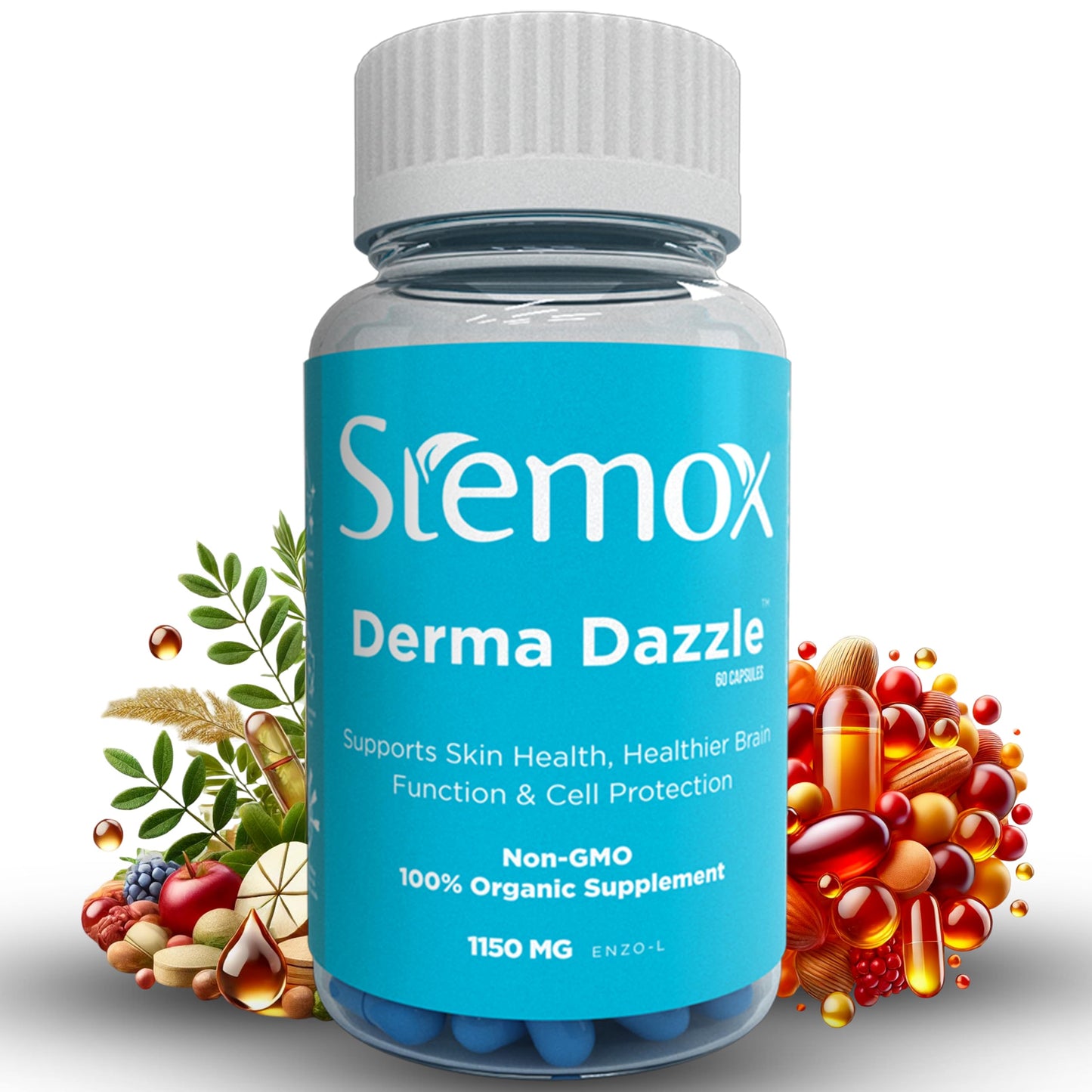 Stemox Derma Dazzle Alpha Lipoic Acid 600mg Capsules for Skin Brightening & Antioxidant Support – Promotes Healthy Complexion & Cellular Repair – 60 Capsules