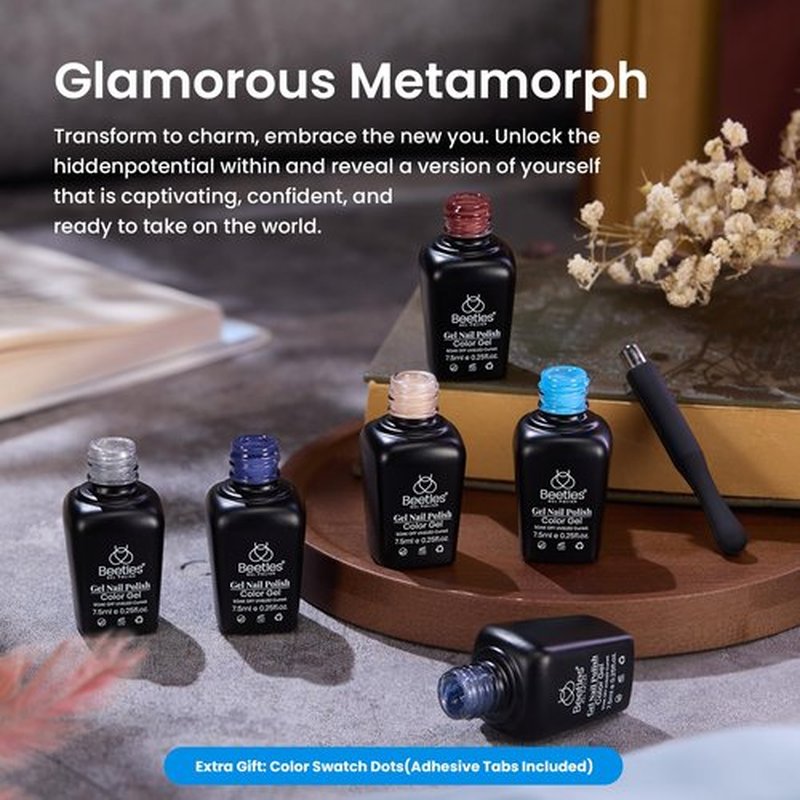 Beetles Winter Cat Eye Gel Polish, Blue Brown Gel Nail Polish, 6 Color Charm Metamorph Theme with Magnet Nail Gel Polish for Salon Gel Manicure Nail Art DIY