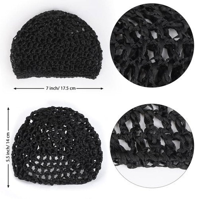 Etercycle 3 Pieces Mesh Crochet Hair Net Snoods for Women, Soft Rayon Knit Crochet Hairnet Hair Cover Accessory for Sleeping (Black, Black, Gray)