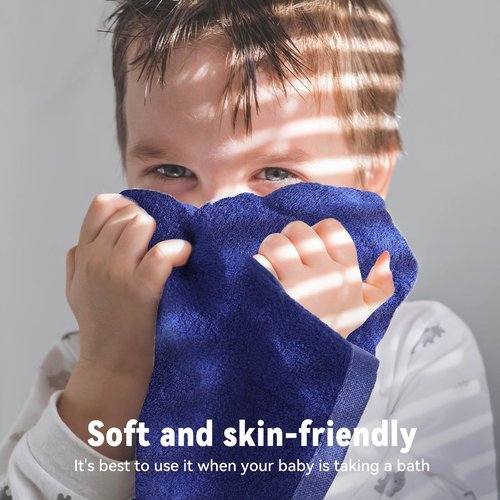 Yoofoss Luxury Washcloths Towel Set 10 Pack Baby Wash Cloth for Bathroom-Hotel-Spa-Kitchen Multi-Purpose Fingertip Towels & Face Cloths - Dark Blue