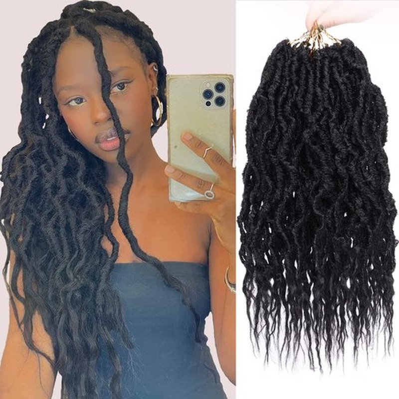 ZRQ Faux Locs Crochet Hair 16 Inch 7Packs Soft Locs Crochet Braids Hair for Women Pre-Looped Goddess Locs Crochet Hair With Curly Ends Synthetic Braiding Hair Extensions (16",1B#)