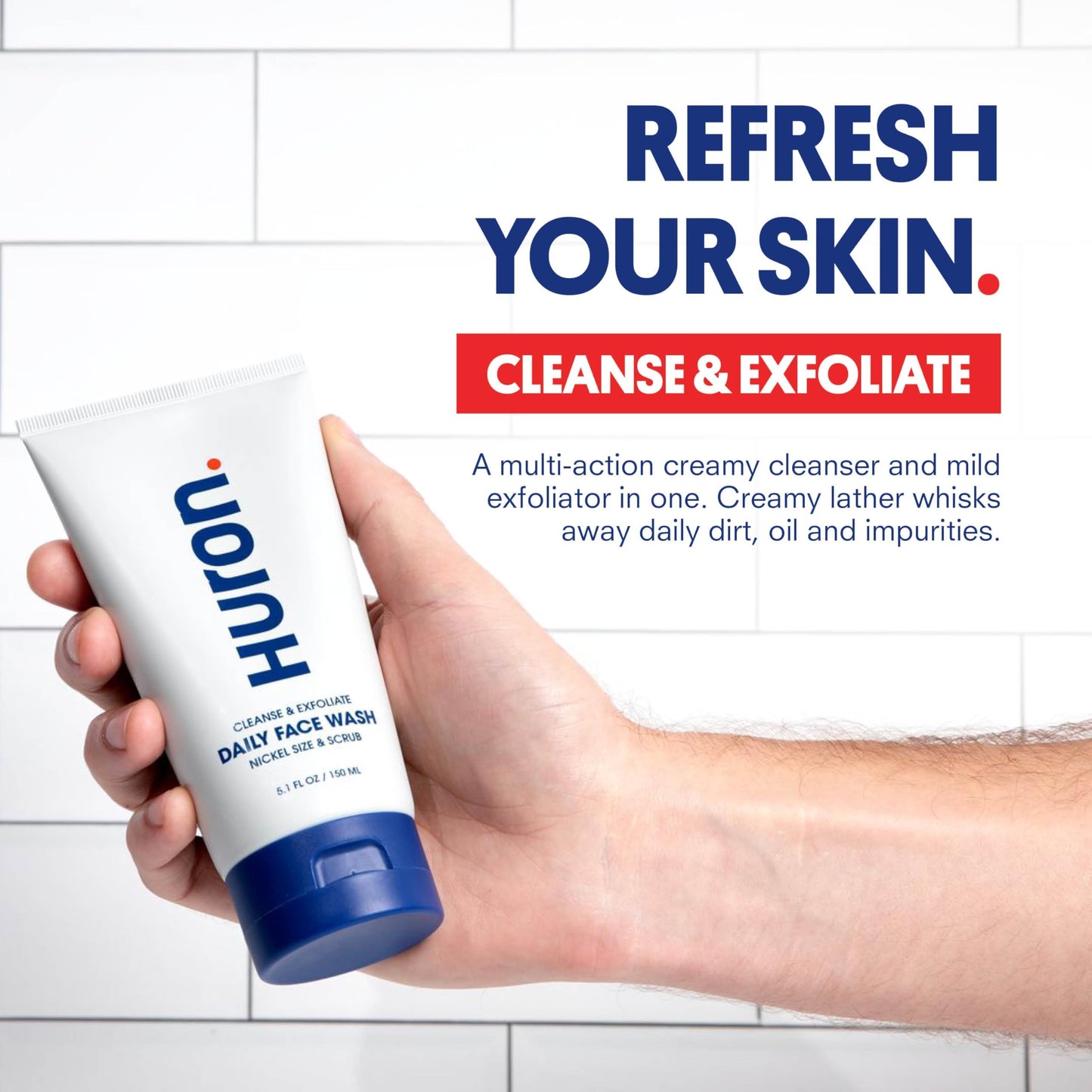 Huron Face Care Kit for Men and Women - Face Wash & Moisturizer Set with Peppermint + Citrus + Juniper, Deep Cleansing Wash & Lightweight Hydrating Lotion for Smooth Shine-Free Skin Clean (Pack of 2)