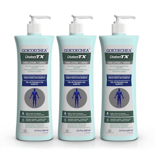 Goicoechea Diabet TX Diabetic Lotion for Dry Skin | Soothing Hydrating Cream for Women and Men, Moisturizer for Hands, Legs, Feet, and Body, Extra Dry Skin Support, 13.5 Oz, 3-Pack