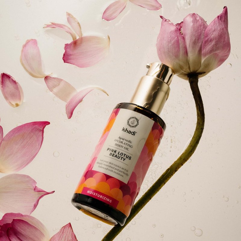 Khadi Pink Lotus Beauty Ayurvedic Body Oil - Hydrating, Balancing & Moisturizing | 3.38 fl oz
