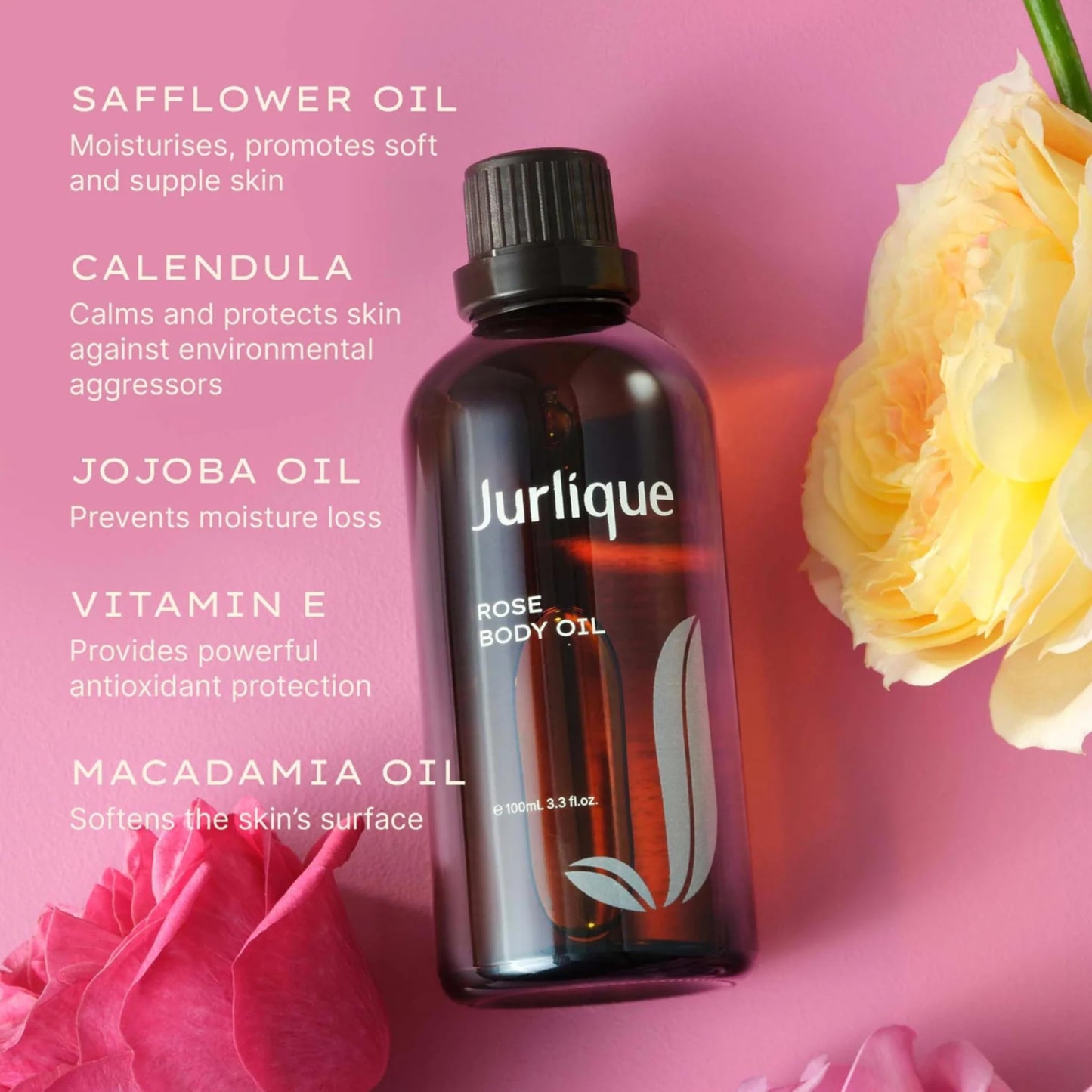 Jurlique Rose Body Oil - 6.76 Fl Oz - Rose Body Oil & Moisturizing Massage Oil for Women - For All Skin Types - Hydrating Skin Oil & Body Skincare - Australian Natural-Based Skincare