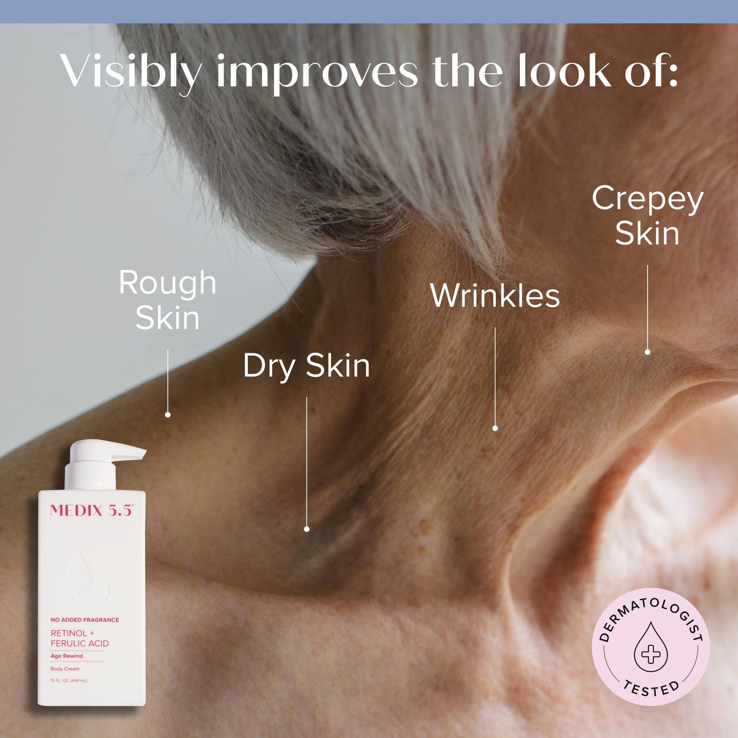MEDIX Fragrance Free Firming Retinol Body Lotion + Brightening Vitamin C Cream 2pc Skin Care Set | Crepey Skin Care Treatment | Anti Aging Body Cream & Face Moisturizer For Crepe Skin & Dark Spots