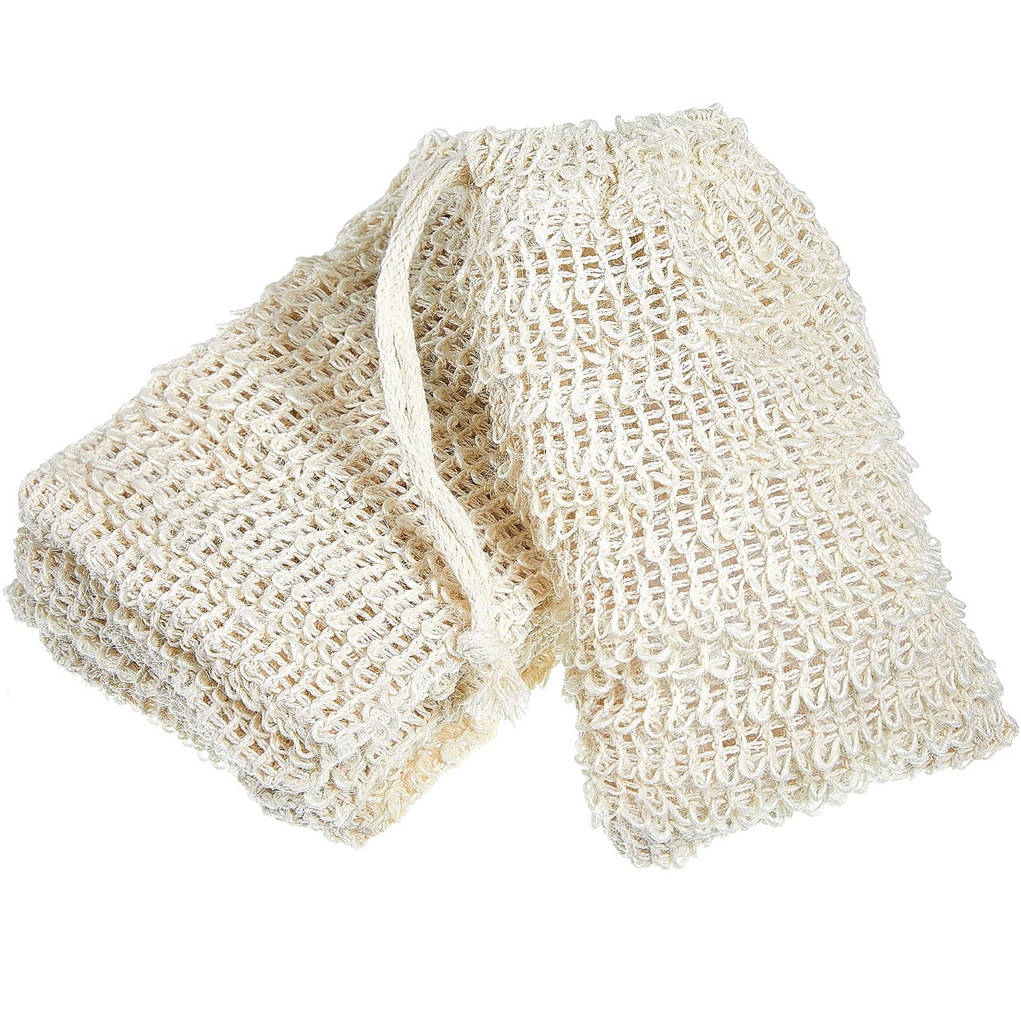 BBTO 5 Pieces Soap Saver Bag Cotton Linen Exfoliating Soap Pouch for Foaming and Drying, Shower, Scrubber(10 x 15 cm,Beige)
