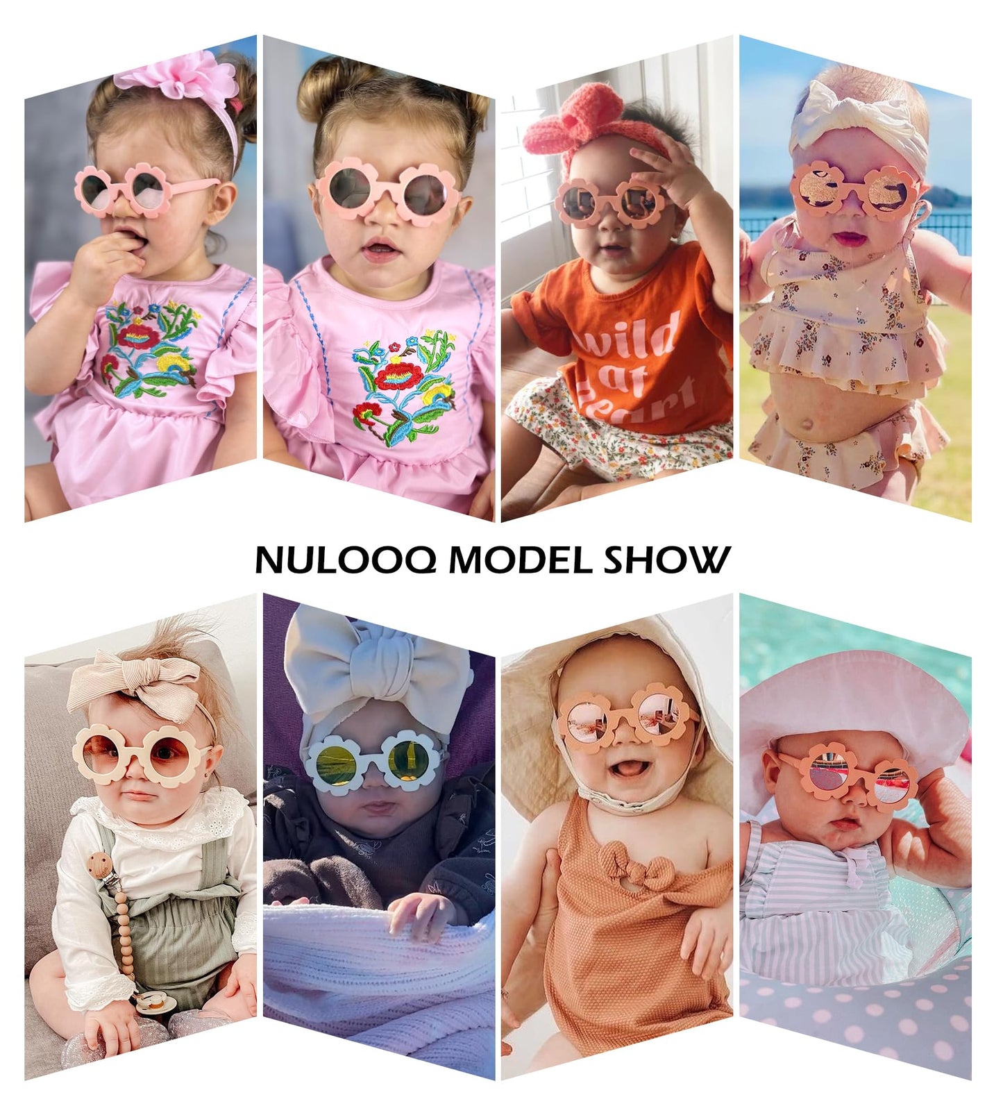 NULOOQ Polarized Baby Sunglasses with Strap – Flexible Flower Shaped Sunglasses for Toddler & Infant Age 0-24 Months (Light Purple/Purple Red Mirrored)