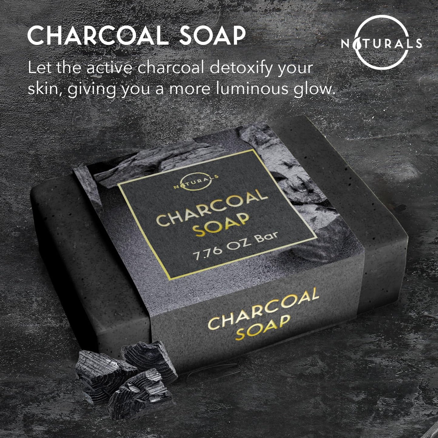 O Naturals Activated Charcoal Soap Bar for Men and Women - Detoxifying, Moisturizing, and Vegan - 4 oz