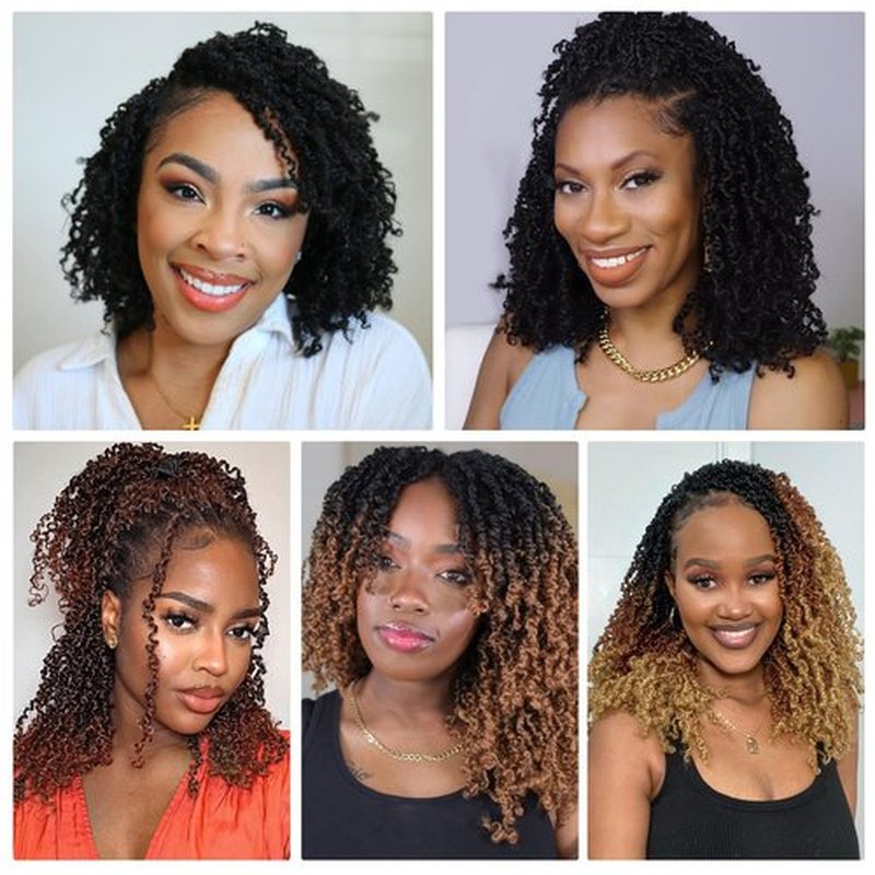 Yanky Twist Crochet Hair 8 Inch Crochet Yanky Twist Pre Looped Crochet Hair 8 Packs Spring Mini Twist Crochet Hair Extensions 1B/27 Bohemian Passion Twist Hair for Black Women