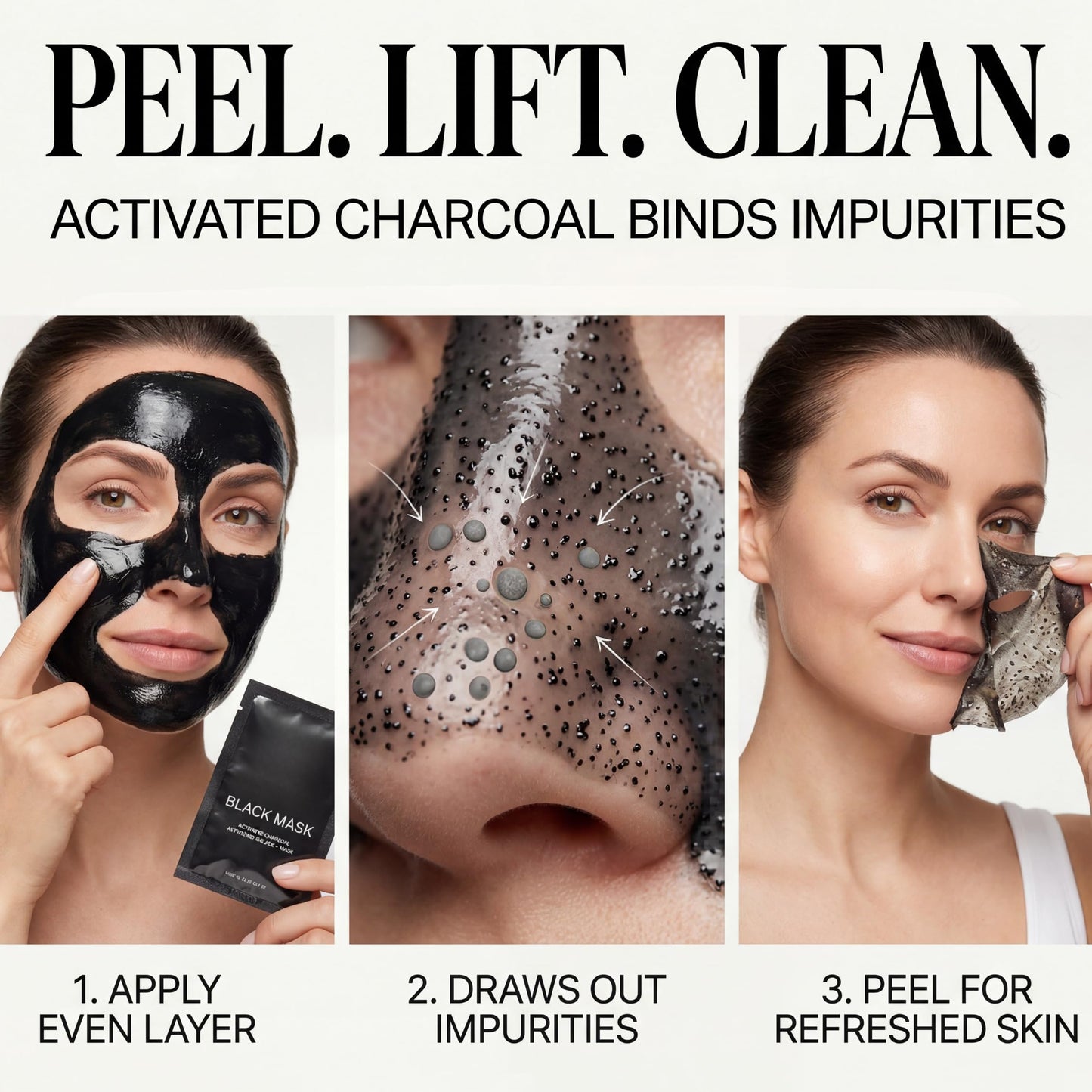 Black Mask Peel Off Face Mask with Activated Charcoal Powder – Korean Blackhead Remover Mask for Nose & Face, Pore Cleaner, Clay Mask & Strips Alternative, Face Mask Skincare for Men & Women, Gift Set