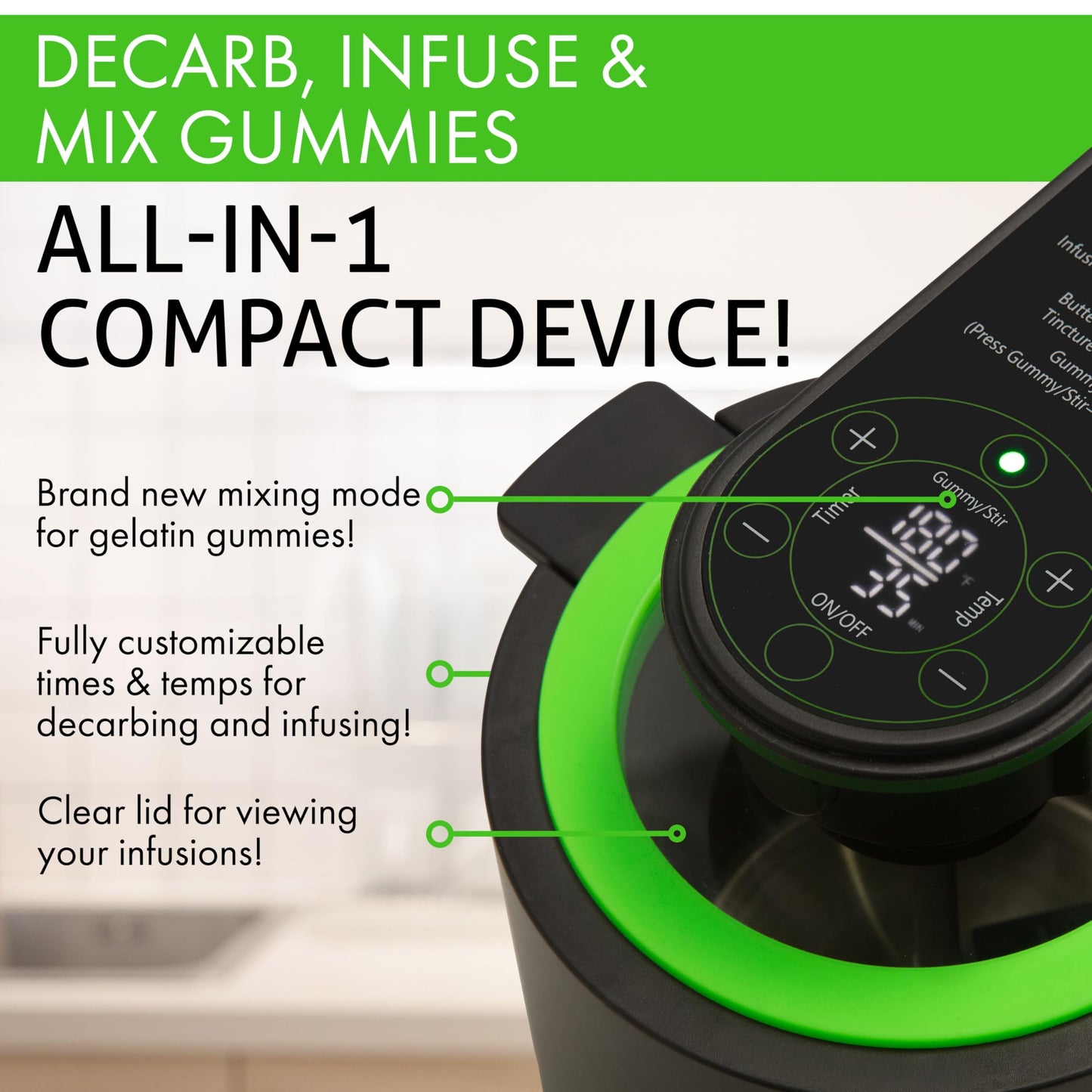 3-In-1 Magical Infuser Machine, Herb Decarboxylator & Gummy Maker. Butter maker Machine for creating Infused Butter, Gummies, Herbal Oil & More. Recipe Book & All Accessories