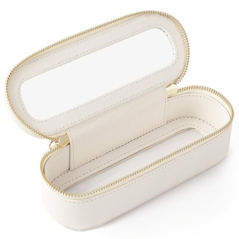 Aveniee Slim Clear Makeup Brush Bag, Small Cosmetic Brush Holder, Mini Toiletry Bag Travel Case for Women, Thin Make up Bags with Dual Zipper, Cute Travel Essentials Bag Organize - White