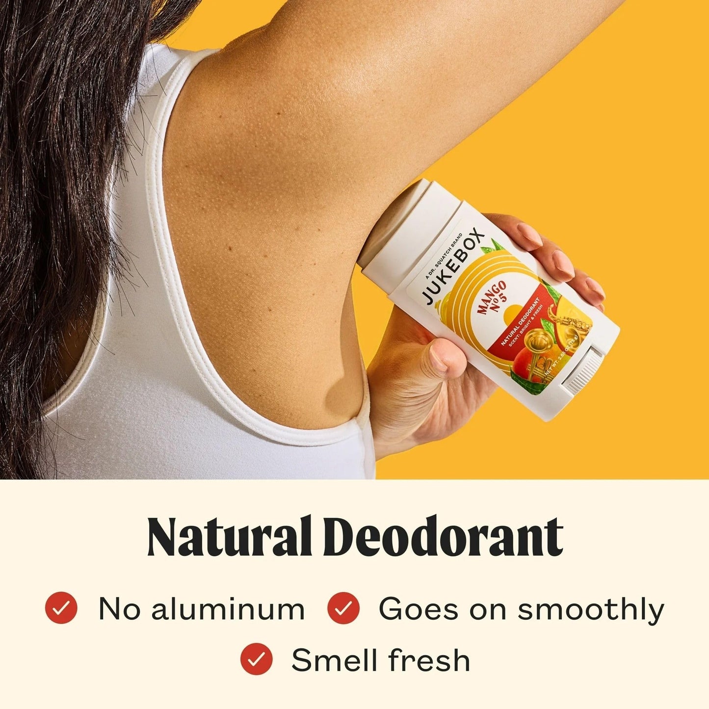 Jukebox Natural Deodorant for Women–Mango No. 5 Scent-Aluminum-Free, No Baking Soda, No Harsh Chemicals, Odor Blocking Technology, Mango,White Apricot,Peach-a Dr. Squatch Brand-2.65oz, 2 Pack