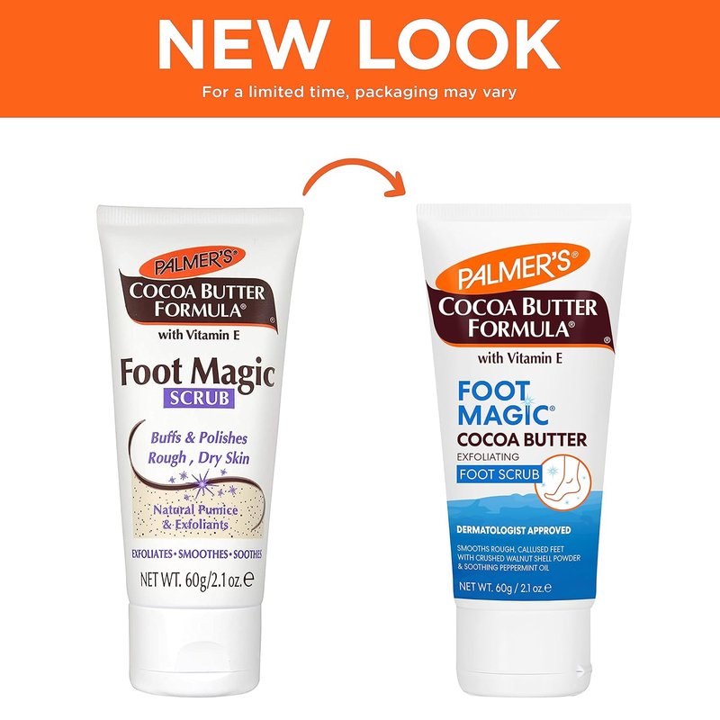 Palmer's Cocoa Butter Foot Magic - Exfoliating Foot Scrub with Vitamin E for Dry, Cracked Feet | 2.1 Ounce