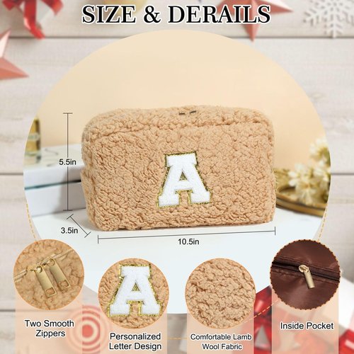 YOOLIFE Personalized Gifts for Women, 2 Pieces Cosmetic Bag Cute Makeup Bag Gifts for Teen Girls Sister Gifts Daughter Gifts Bridesmaid Gifts Womens Gifts Graduation Gifts Coworker Gifts (Brown L)