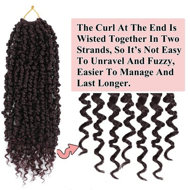 Alrence Passion Twist Crochet Hair 8 Packs Pre twisted Passion Twist Hair For Women Soft Bohe Pre-looped Crochet Braids (14 Inch (Pack of 8), 99J#)
