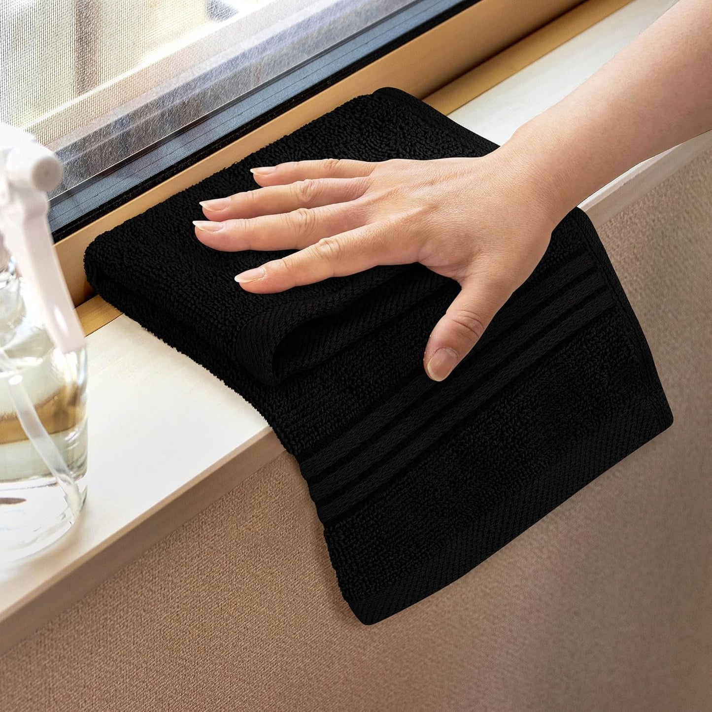 Premium 12-Pack Cotton Wash Cloths - Highly Absorbent & Soft 12x12 for Bathroom, Spa, Gym - Plum