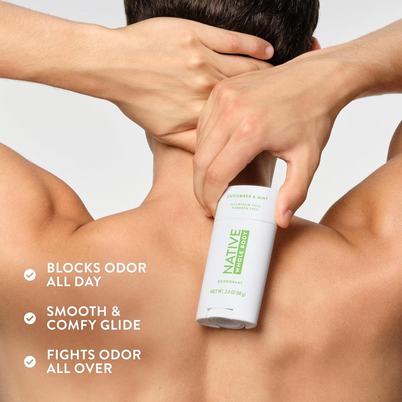 Native Whole Body Deodorant - Cucumber & Mint Scent, 72-Hour Odor Protection | Aluminum-Free, 2.3oz