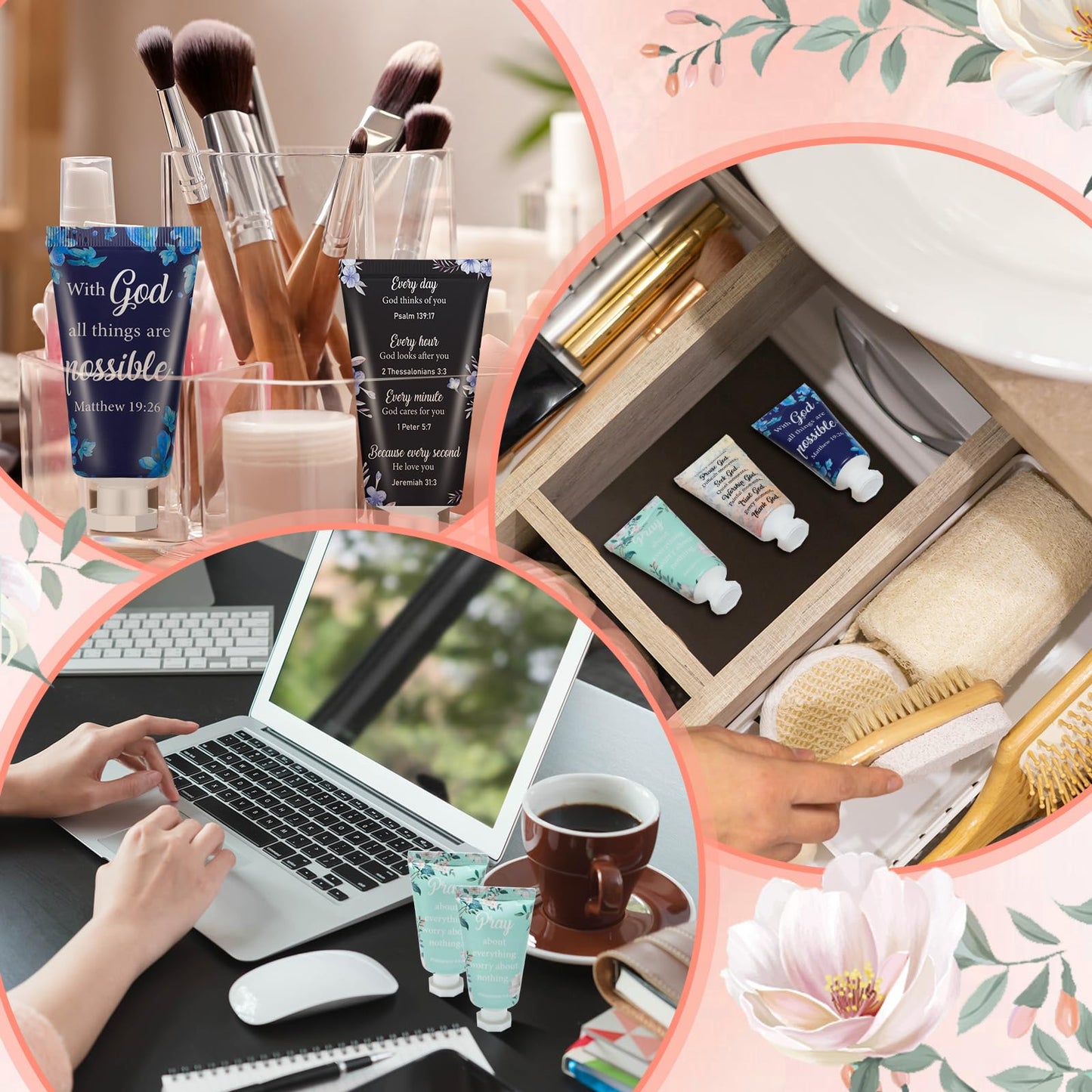 48 Pcs Christian Hand Cream Bulk for Women Mini Travel Size Bible Verse Lotion Dry Skin Hand Lotion for Summer Travel Church Prayers Gifts Coworker Thank You Gifts Wedding Bridal Shower Favors