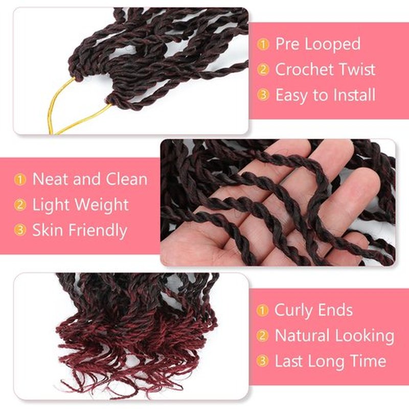 Wavy Senegalese Twist Crochet Hair For Black Women 12 Inch 10 Packs Senegalese Twist Braiding Hair Crochet Twists Pre Looped Twist Crochet Hair Curly Crochet Twist Hair With Curly Ends(1B/BUG)
