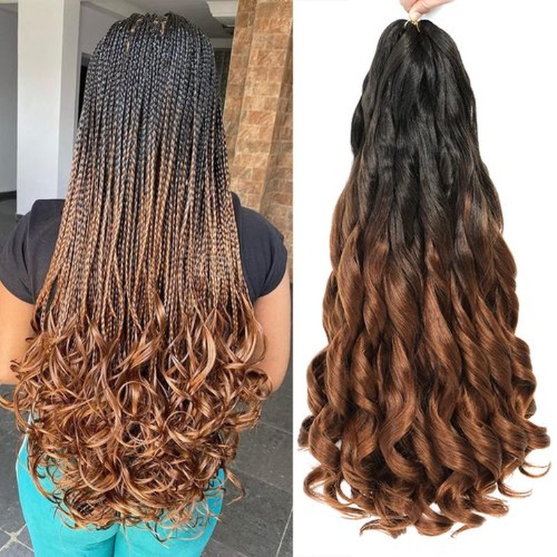 French Curly Braiding Hair 18 Inch 8 Packs - Pre Stretched Bouncy Braiding Hair- Loose Wavy Braiding Hair Synthetic Hair Extensions For Black Women (18 inch 8 packs OT30)