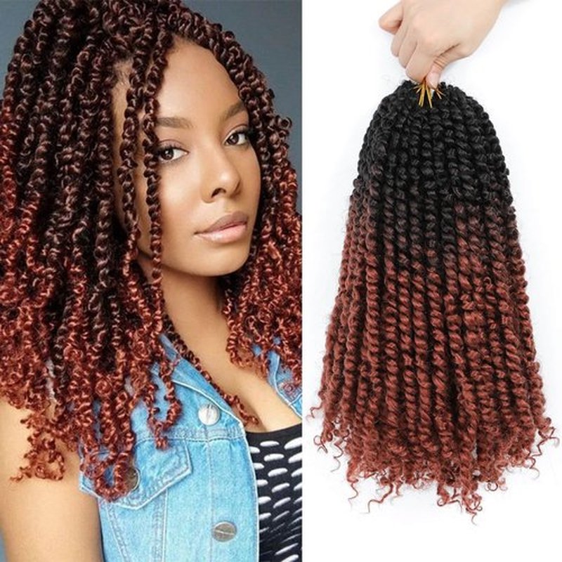 Bestlove Copper Red Passion Twist Crochet Hair 14 Inch 8 Packs Ombre Magenta Ginger Color Pretwisted Passion Twist Crochet Hair Pre-Looped 1B/350 Twist Crochet Braids Hair for Black Women