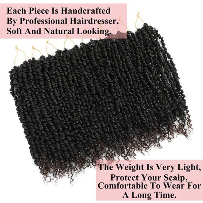 Alrence Passion Twist Crochet Hair 8 Packs Pre twisted Passion Twist Hair For Women Soft Bohe Pre-looped Crochet Braids (14 Inch (Pack of 8), 1B/33)