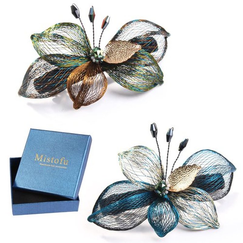 Mistofu Hair Barrettes Clips For Women - 2Pcs Copper Wire Hand-woven High-level design Barrettes Elegant Hair Accessories, Barrettes for Women Thick Hair - Gifts for Women Girls（blue）