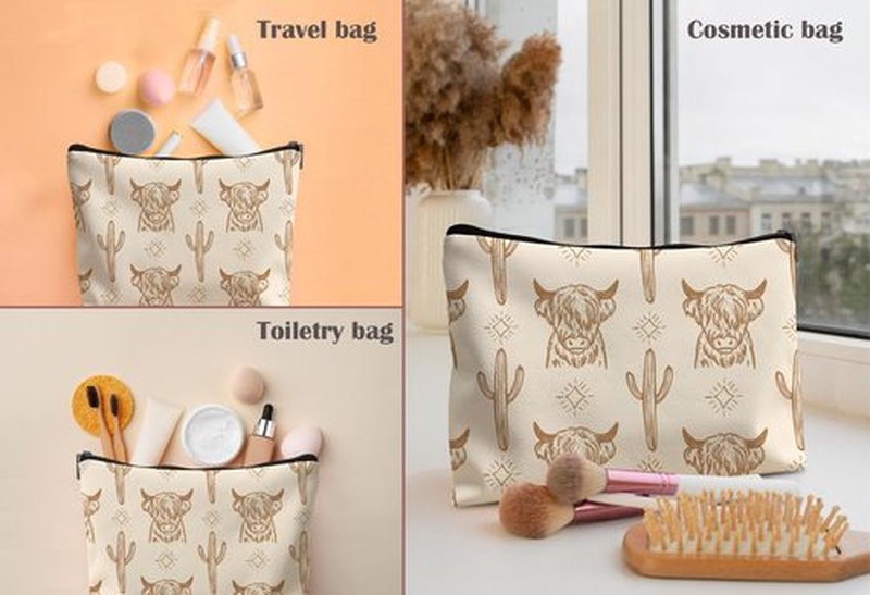 Lacosu Western Makeup Bag,Western Gifts For Women,Cow Makeup Bag,Cowgirl Stuff,Western Stuff For Women,Western Gifts,Cowgirl Gifts(Leather COW Q)