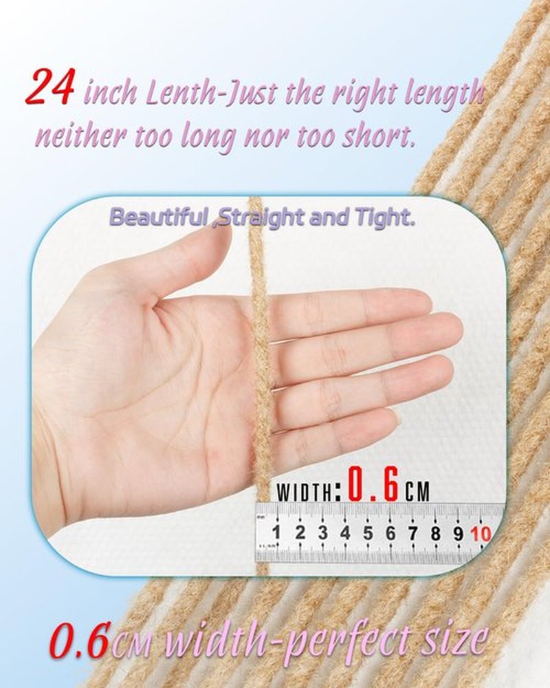 24 Inch Single Ended Dreadlock Extension for Women-(0.6 cm Width, 50 Strands,Ombre Blonde to Off-white),Faux Locs Crochet Hair,Soft Synthetic Loc Extensions(24"-5 Packs,T27/613#)