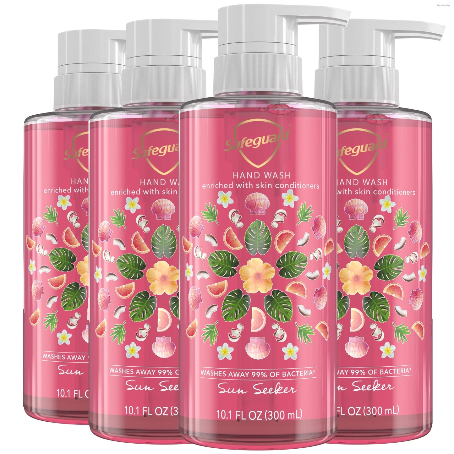 Safeguard Liquid Hand Soap, Micellar Deep Cleansing, Washes Away 99% Bacteria, Made with Natural Moisturizers, Enriched with Skin Conditioners, PH Balanced, Sun Seeker Scent 10.1 oz (Pack of 4)