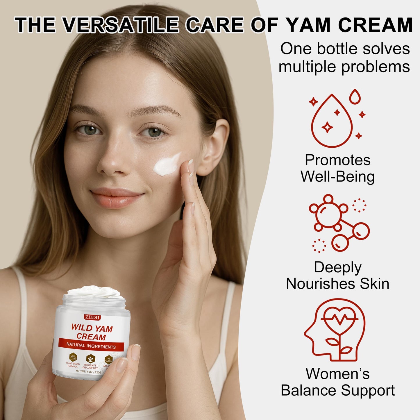 ZIIDII Wild Yam Cream - Natural Balancing Cream for Women Soothing Support for Midlife Wellness, Deeply Nourish & Moisturize the Skin,4 oz