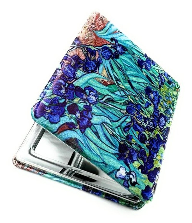 Aeisage Compact Mirror Square Irises Van Gogh Pocket Mirror for Women Small Travel Mirror Magnifying Floral Purse Mirror Compact Unique Gift for Womenn
