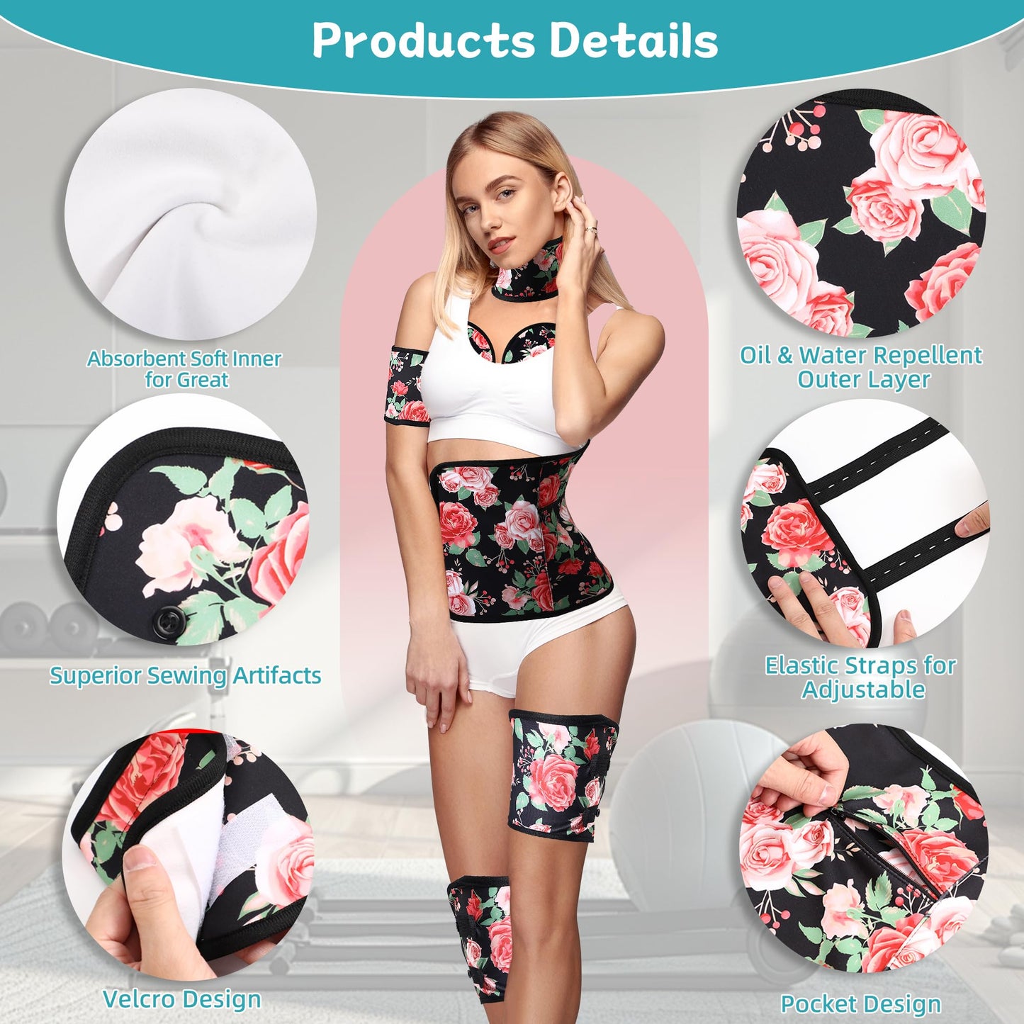 Castor Oil Pack Wrap Organic Cotton for Stomach Neck Belly Chest Knee Feet, 9 Pcs Adjustable Elastic Straps Castor Oil Wrap, Reusable Caster Oil Packs with Laundry Bag, Machine Washable Anti Oil Leak