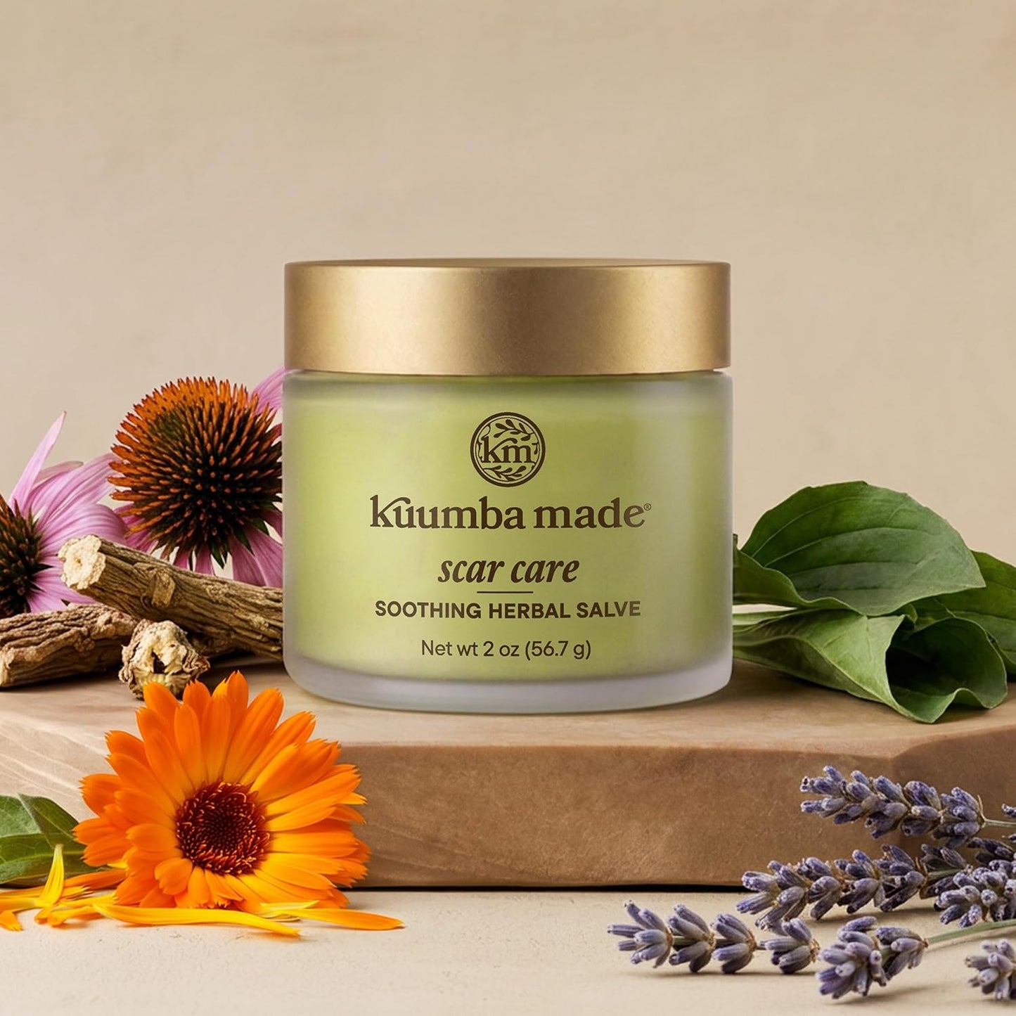 Kuumba Made Scar Care Herbal Salve - Restorative Plant-Based Balm with Comfrey & Calendula | 1 Oz