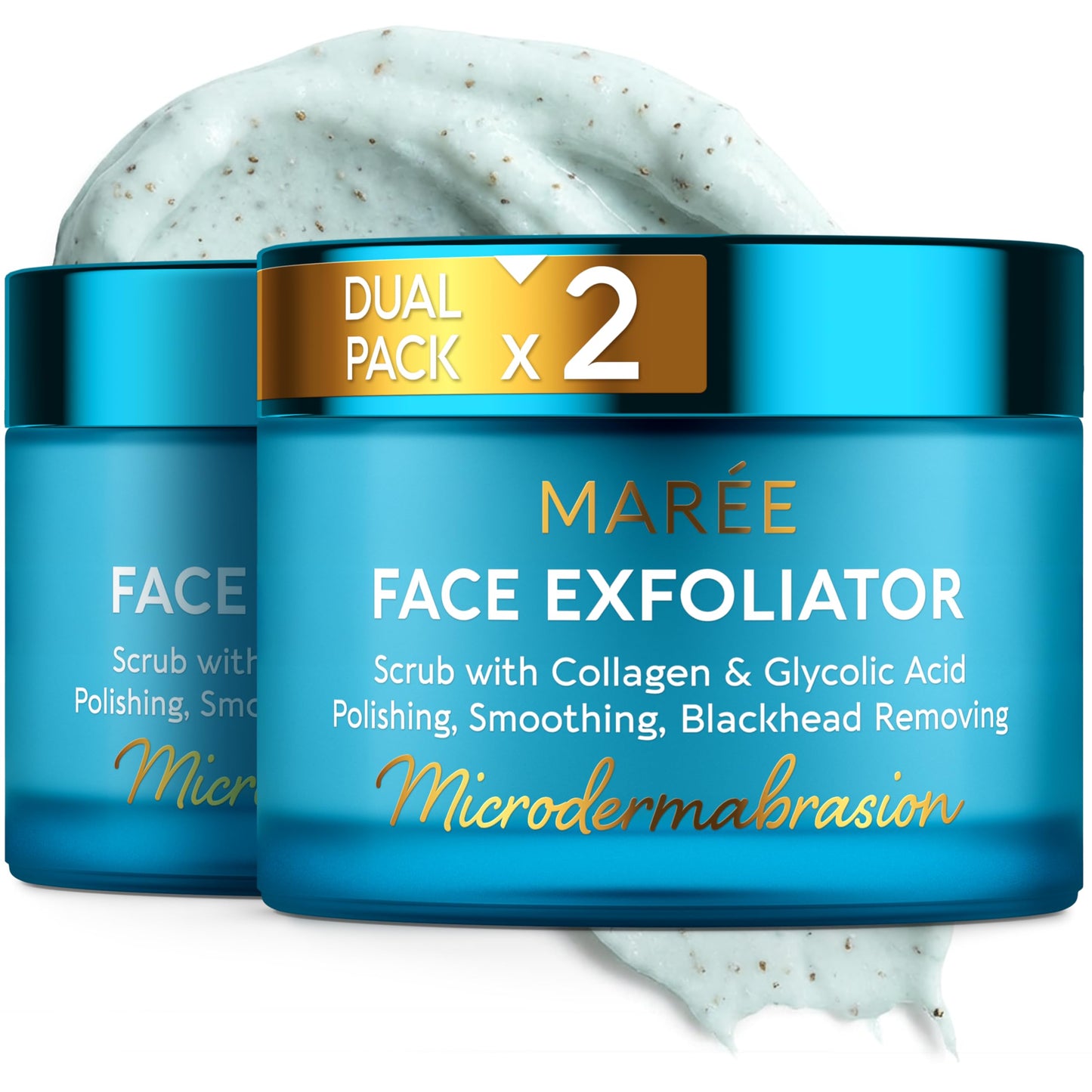 MAREE Face Exfoliator 2 PACK – Microdermabrasion Facial Scrub & Exfoliating Face Wash for Women – Collagen & Glycolic Acid – Gentle Scrub and Exfoliant – Men Exfoliating Scrubber – Exfoliante