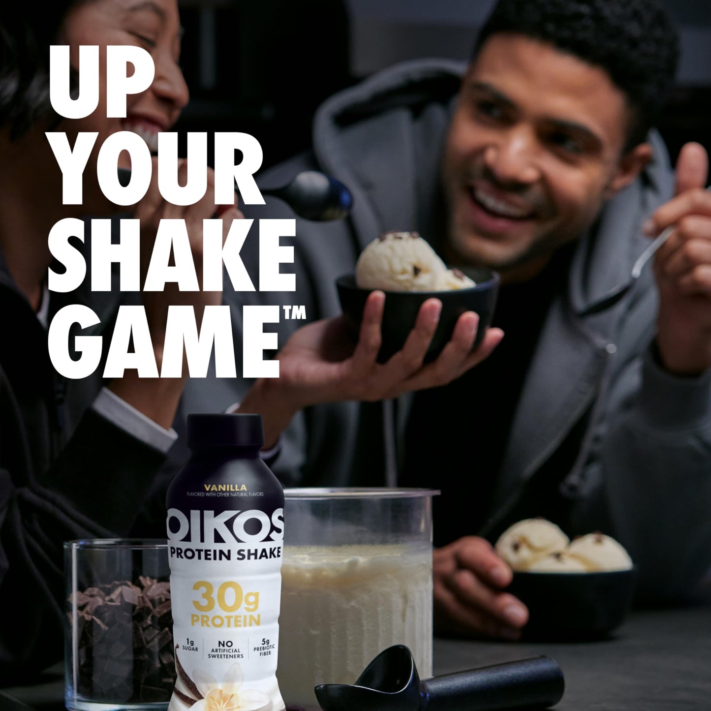 Oikos Protein Shake, Salted Caramel, 30g High Protein Drinks, Shelf Stable, Ready to Drink, 5g Prebiotic Fiber, 12 fl oz Bottle