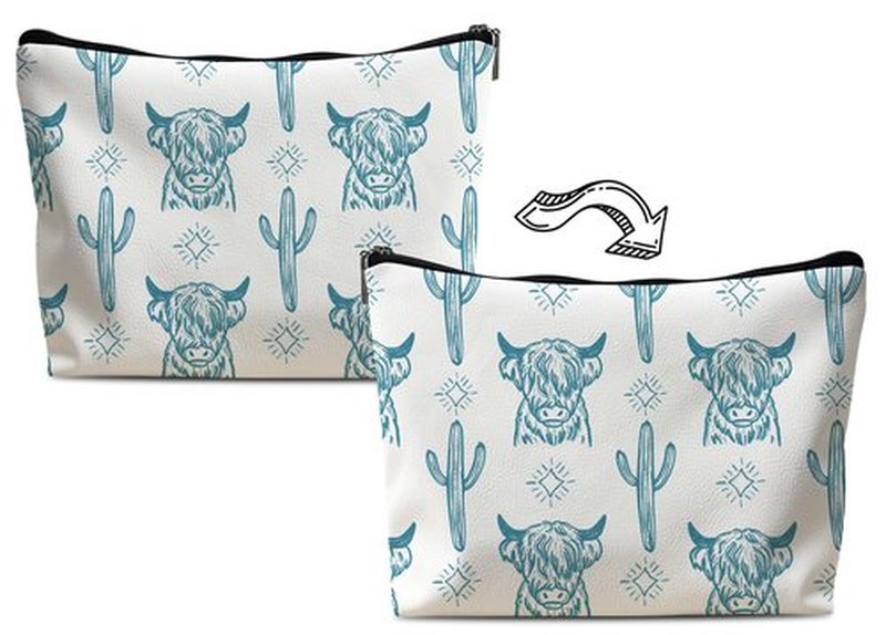 Lacosu Western Makeup Bag,Western Gifts For Women,Cow Makeup Bag,Cowgirl Stuff,Western Stuff For Women,Western Gifts,Cowgirl Gifts(Leather COW M)