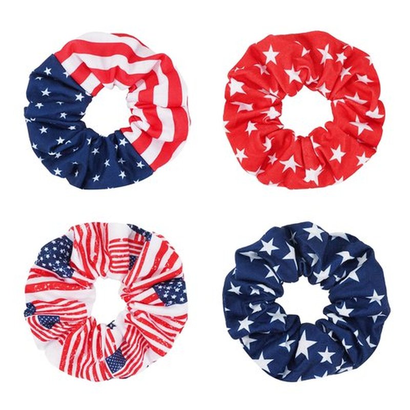 Jocbean American Flag Hair Scrunchies Independence Day USA Hair Ties Hair Accessories