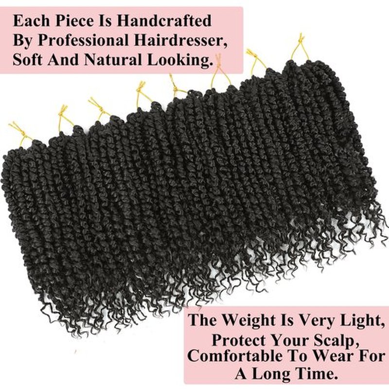 Alrence Passion Twist Crochet Hair 8 Packs Pre twisted Passion Twist Hair For Women Soft Bohe Pre-looped Crochet Braids (14 Inch (Pack of 8), 4#)