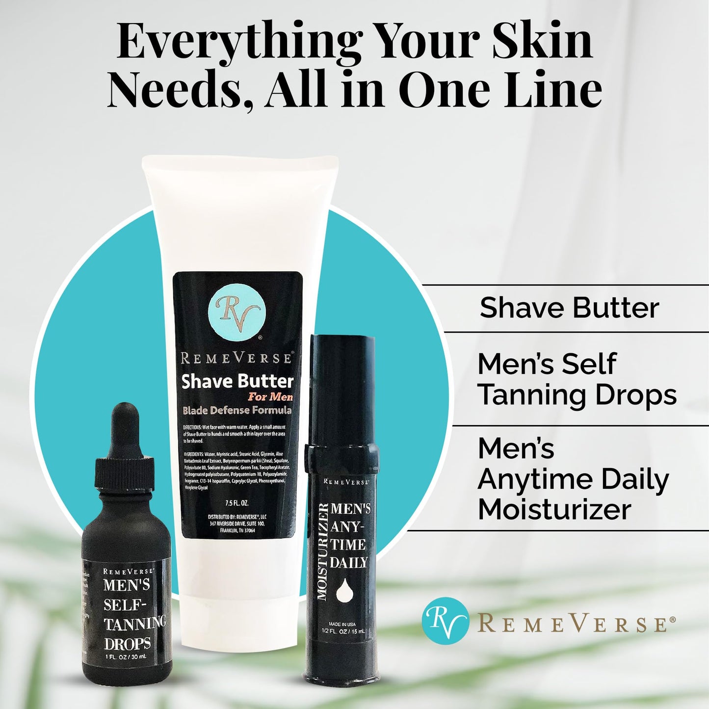 RemeVerse Men’s Anytime Daily Moisturizer with Hyaluronic Acid, Peptides, Vitamins C & E, Collagen, Green Tea - Smoothes & Hydrates Skin, Fragrance-Free, Water-Based, Youthful Care Formula - 15ml