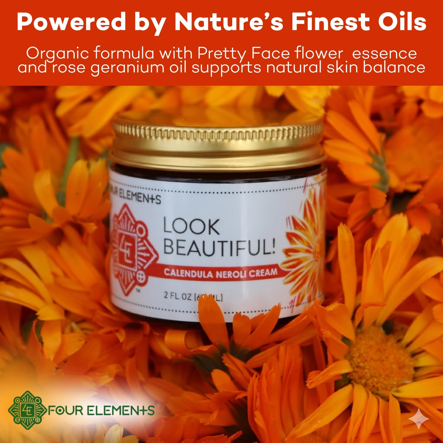 Four Elements Calendula Neroli Face Cream 2oz | Organic Moisturizer