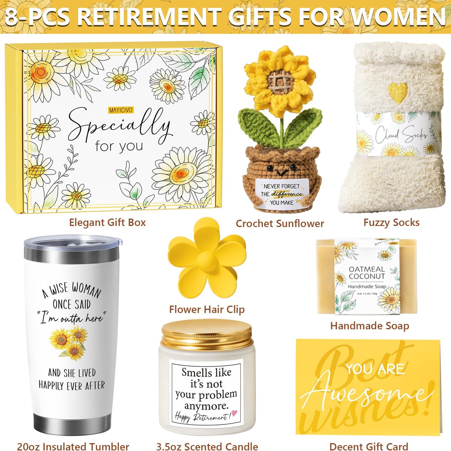 Happy Retirement Gift for Woman 2026, Best Cool Retirement Gifts for Women Coworker, Funny Retired Gifts Idea for Retiree Women Teacher Nurse Boss Friend Mom Grandma, Farewell Leaving Going Away Gift