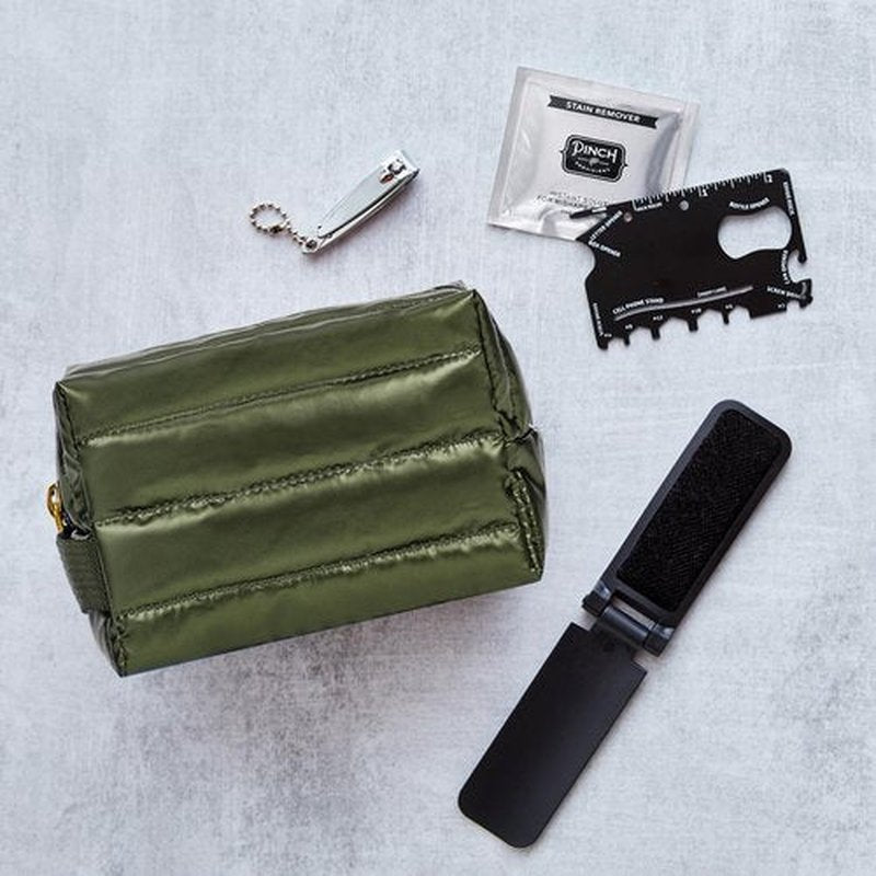 Pinch Provisions Hemergency Kit for Men, Includes 30 Style & Grooming Essentials, Gift & Accessory for Grooms, Best Man, Personal Care, Travel or Cars (Puffer Green)
