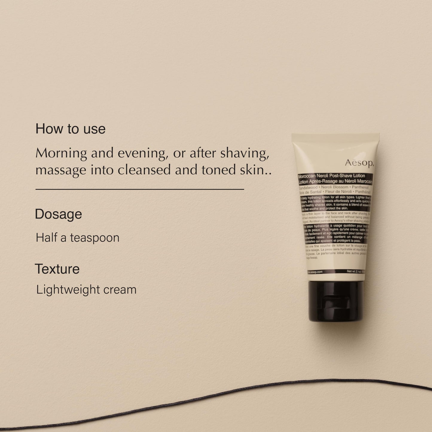Aesop Moroccan Neroli Post Shave Lotion | Unisex Daily Hydrating Lotion Boosted With Botanical Oils | Calms & Soothes the Skin | 2oz / 60mL